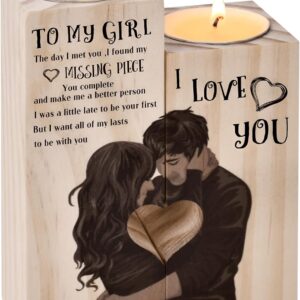 Valentines Gifts for Her,Wooden Heart-shaped Craft Candlestick Shelf,Valentines Day Gifts for Her Women,Anniversary Presents for Wife Girlfriend on Birthday Christmas