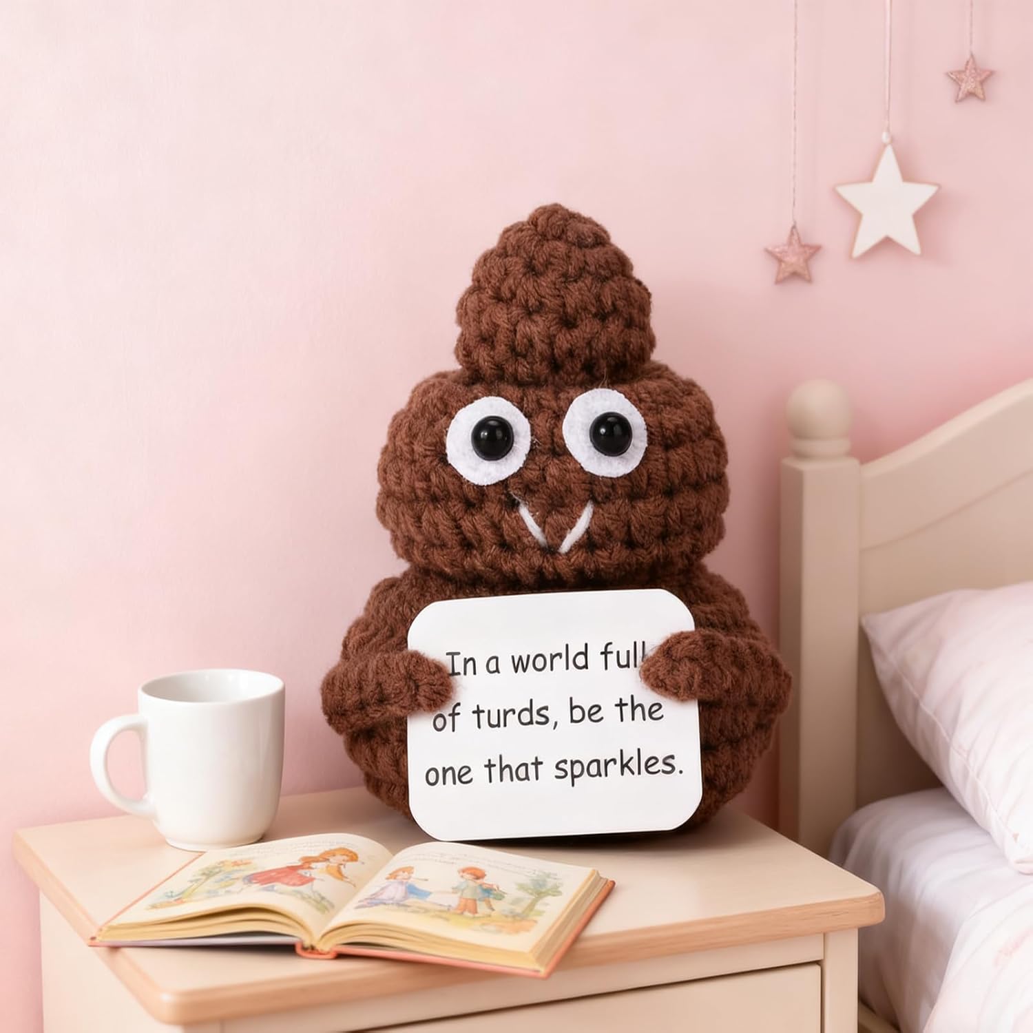 Mini Funny Gag Poop Knitted Figurines - Cute Crochet with Card, Unique Birthday Gift for Adults, Home & Party Decor - Image 4