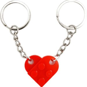LAC EVERYTHING EVERYWHERE Couple Heart Keyring – Matching Brick Heart Keychain for Him and Her – Gift for Anniversary, Valentine’s Day or Birthday – 2-in-1 Interlocking Couples Keyrings