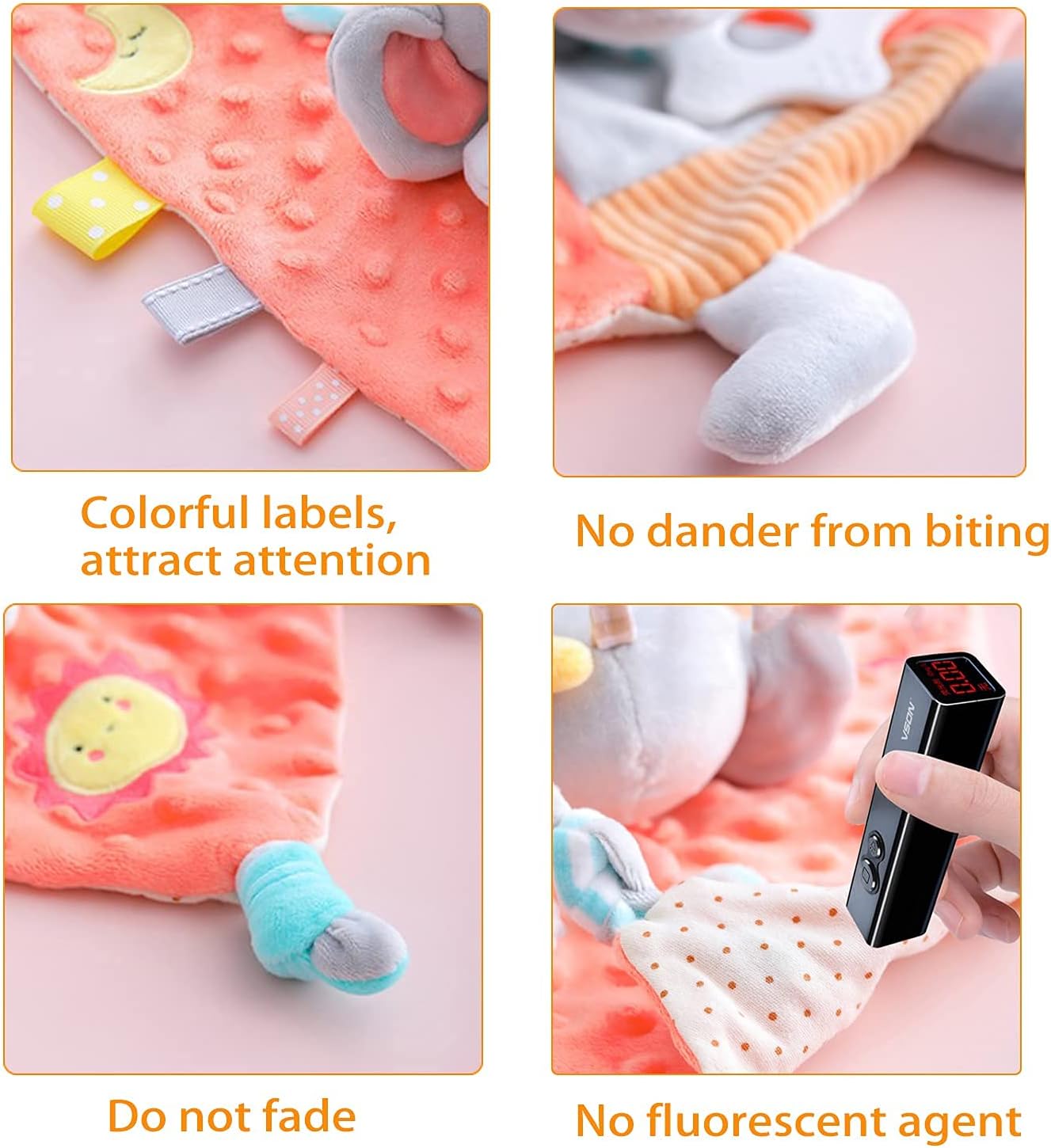 EAQ Baby Comforter, Soft Baby Toys for Newborn Essentials Baby Girl Gift with Taggies Teether,Crinkle Ears and a Soft Rattle -Easter Gift - Image 6