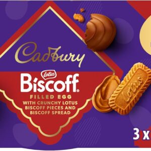 Cadbury Dairy Milk Biscoff Filled Chocolate Egg, Filled With Crunchy Lotus Pieces & Biscoff Spread, Easter Gift, Multipack of 3 x 32 g Eggs (Pack of 1)