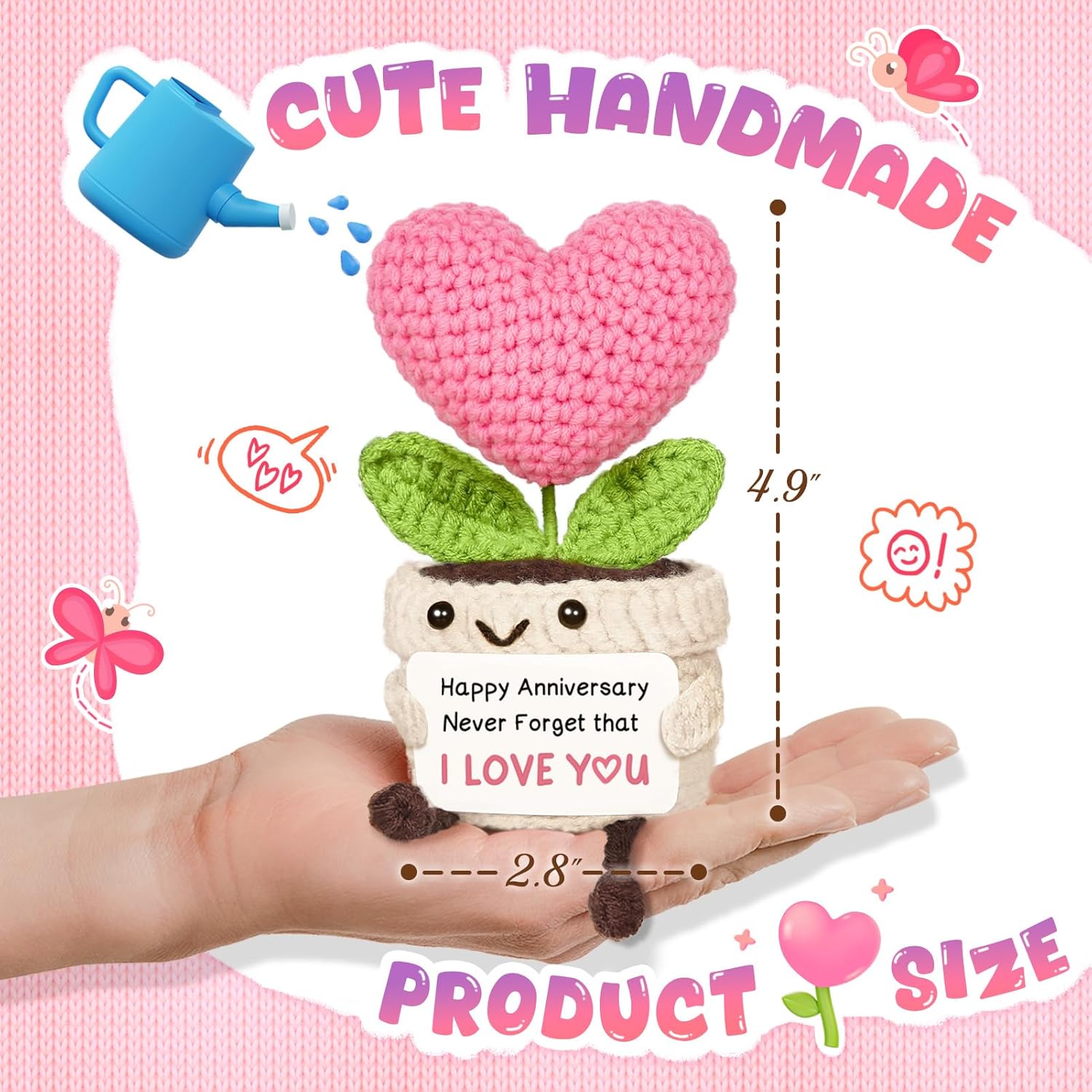 Giftasy Anniversary Romantic Gifts for Her – Handmade Heart-Shaped Crochet Flower, I Love You Gifts for Girlfriend Wife, Anniversary Wedding Present for Wife, Cute Decor Present for Her - Image 2