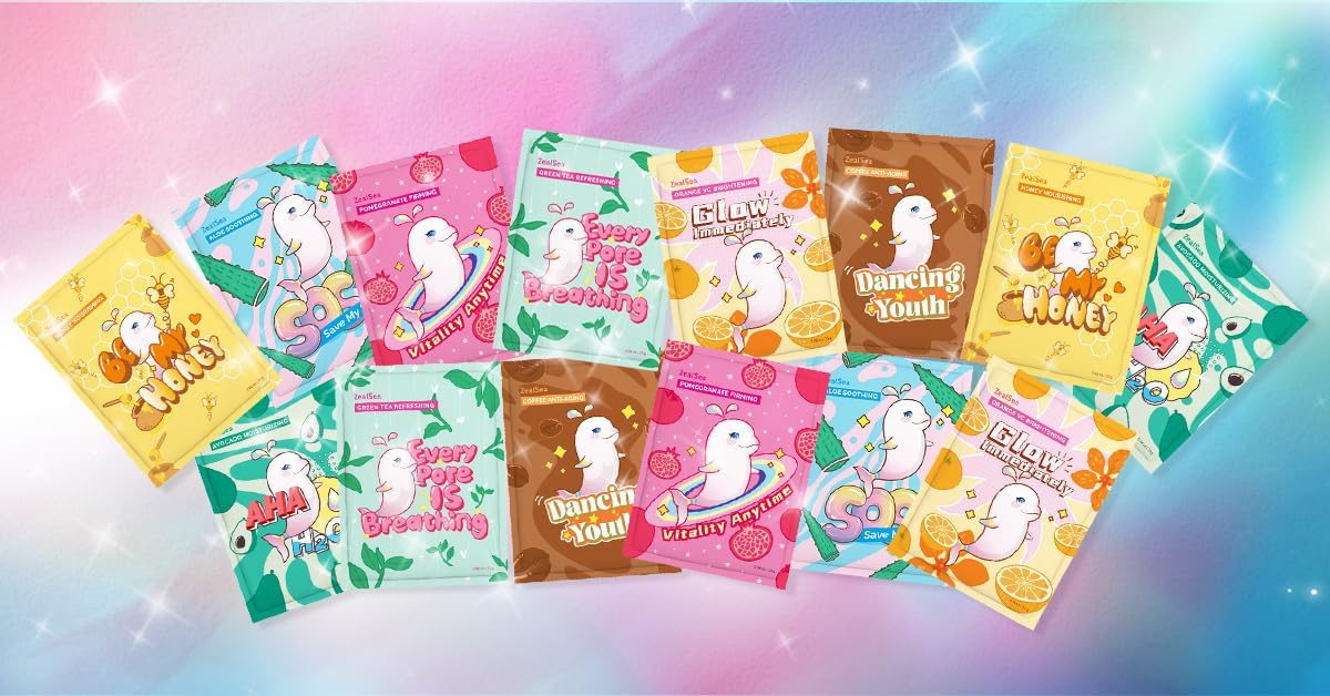 Face Masks Skincare, Face Mask Beauty, Hydrating Facial Masks, Zealsea Natural Sheet Mask, Pamper Gifts for Women, Party Birthday Gifts for Teenage Girls Kids, Biodegradable Sheets, Moisturizing 7pcs - Image 7