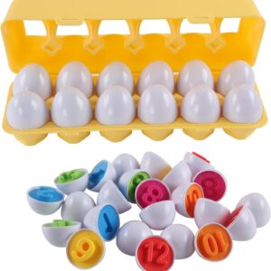 Rshuhx Easter Egg Toy Gifts for Kids Matching Eggs Sensory Colour & Number Easter Presents for Toddlers Recognition Sorting Toy Montessori Toys Educational Fine Motor Skill for 1 2 3 4 Years