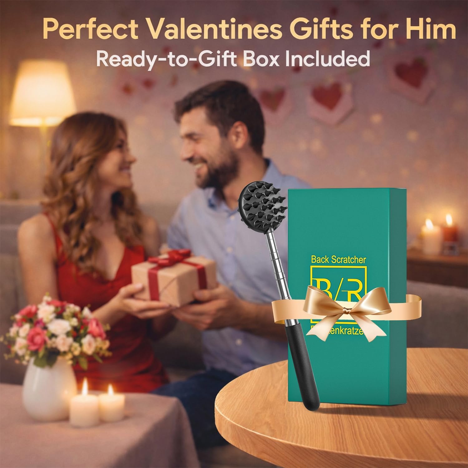 Telescoping Back Scratcher with 5Pcs Detachable Scratching Heads, Birthday Valentines Gifts for Him Men Dad Back Scratcher for Men/Women - Image 6