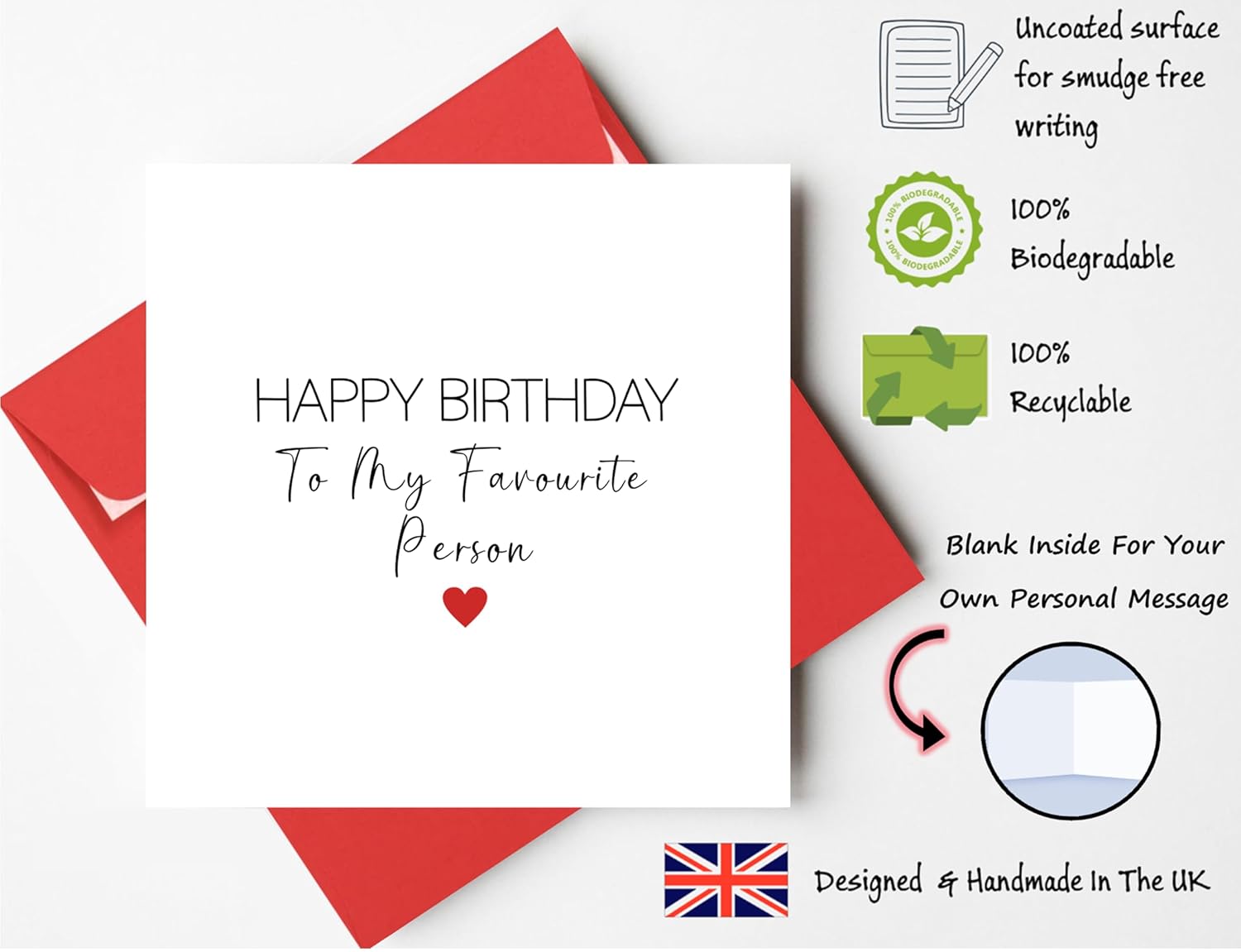 Printperfect - Boyfriend Birthday Card - Husband Birthday Card - 'Happy Birthday To My Favourite Person' - I Love You Gifts For Him or Her - Sweet Birthday Cards for Wife Girlfriend Partner - Image 2