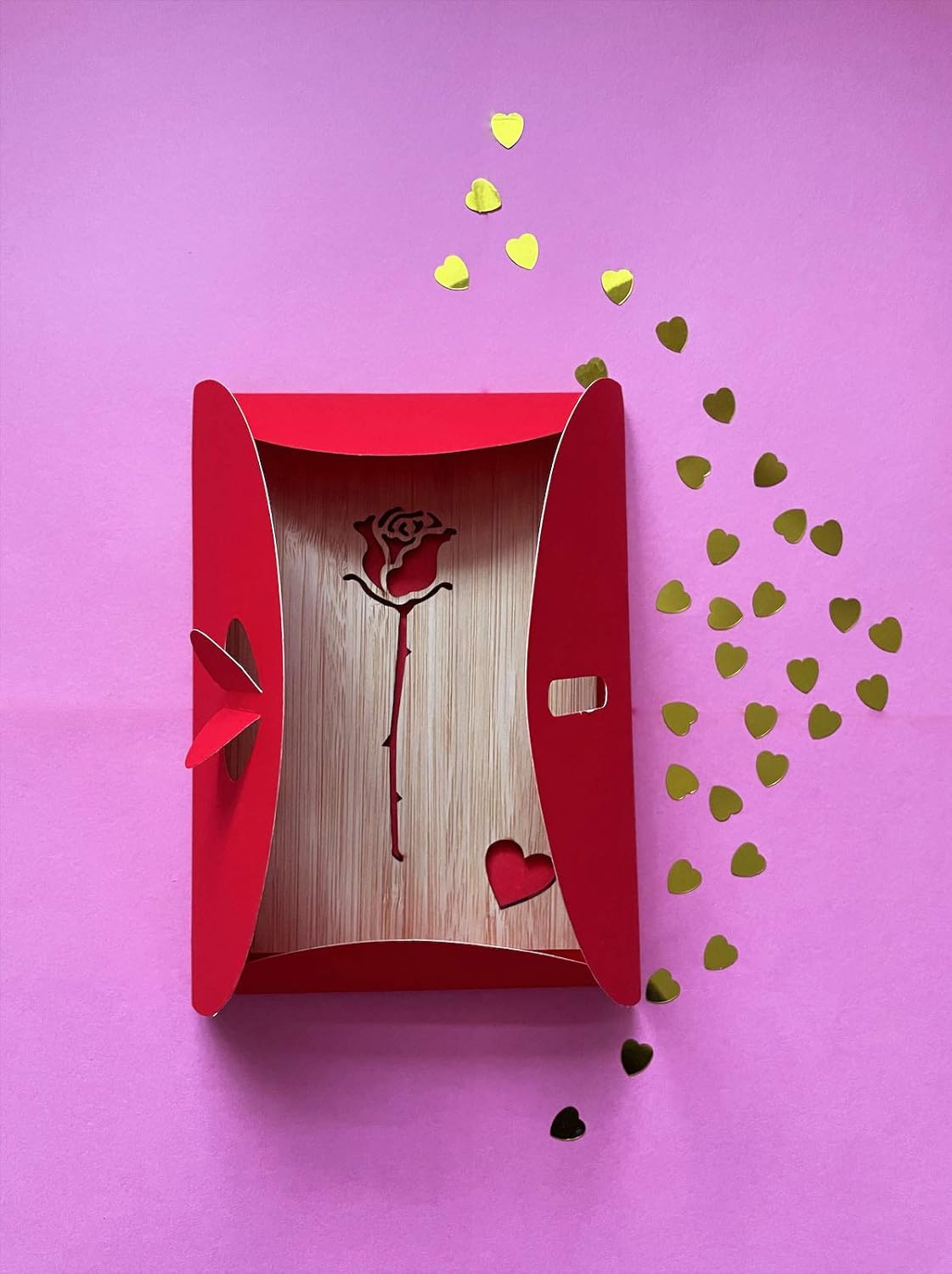 Romantic Red Rose Love Card, Wooden Romantic Card for Valentines Day,Anniversary, Wedding, Birthday, for Her, Him, Wife, Husband, Girlfriend, Boyfriend Gift - Image 4