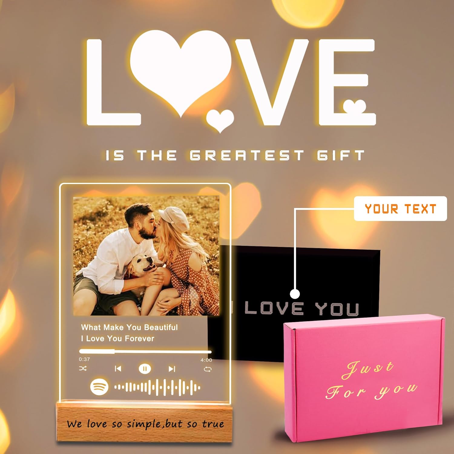 Personalized Acrylic Music Plaque with Wooden, Custom Spotify Plaque With Unique Custom Your Favorite Song & Photo For Boyfriend or Girlfriend, Customized Gifts for Couples, Famlily (5 Size: 15-40cm) - Image 5