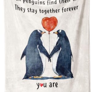 Valentines Gifts for Her Him, Anniversary Wedding Birthday Gifts for Girlfriend Boyfriend, You Are My Penguin Blanket, Romantic I Love You Gifts for Wife Husband, 60 * 50in