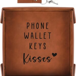 Valentines Gifts for Boyfriend, Husband, Romantic Valentines Day Gifts for Him, Mens Birthday Gift Idea – Premium PU Leather Valet Tray – Best Mens Gift for Birthday Anniversary Christmas