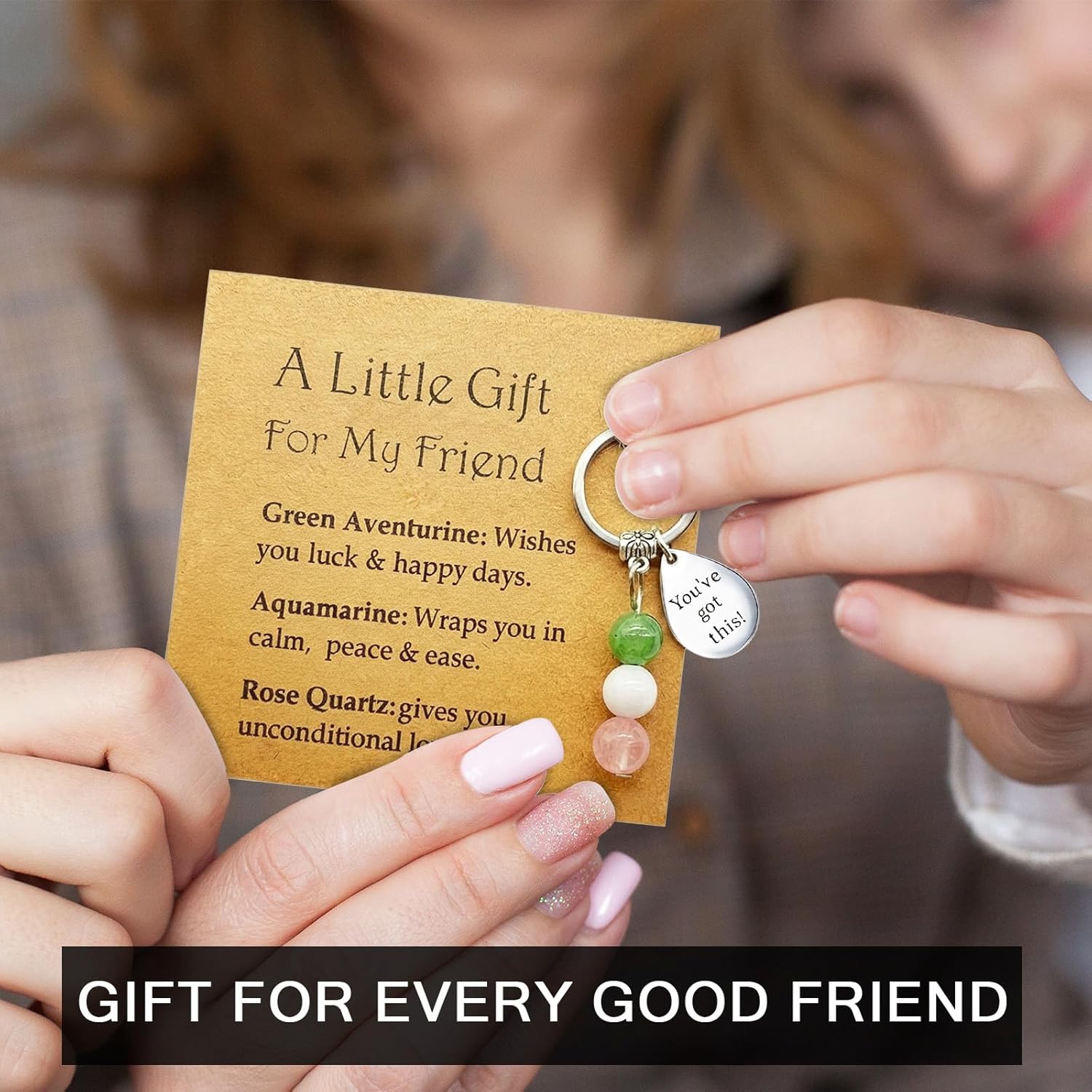 AIKOBAA Encouragement Gift for Friends, Crystal Keychain with You've Got This Message, Uplifting Friendship Gift with Meaningful Stones, Good Luck & Support Present - Image 4