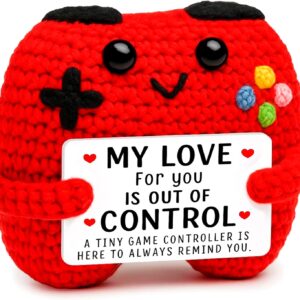 Crochet Game Controller Plush – “My Love for You Is Out of Control” – Handmade Crochet Plushie for Gamer Boyfriend or Husband, Cute Valentine’s Day Gift, Anniversary or Birthday Present for Him