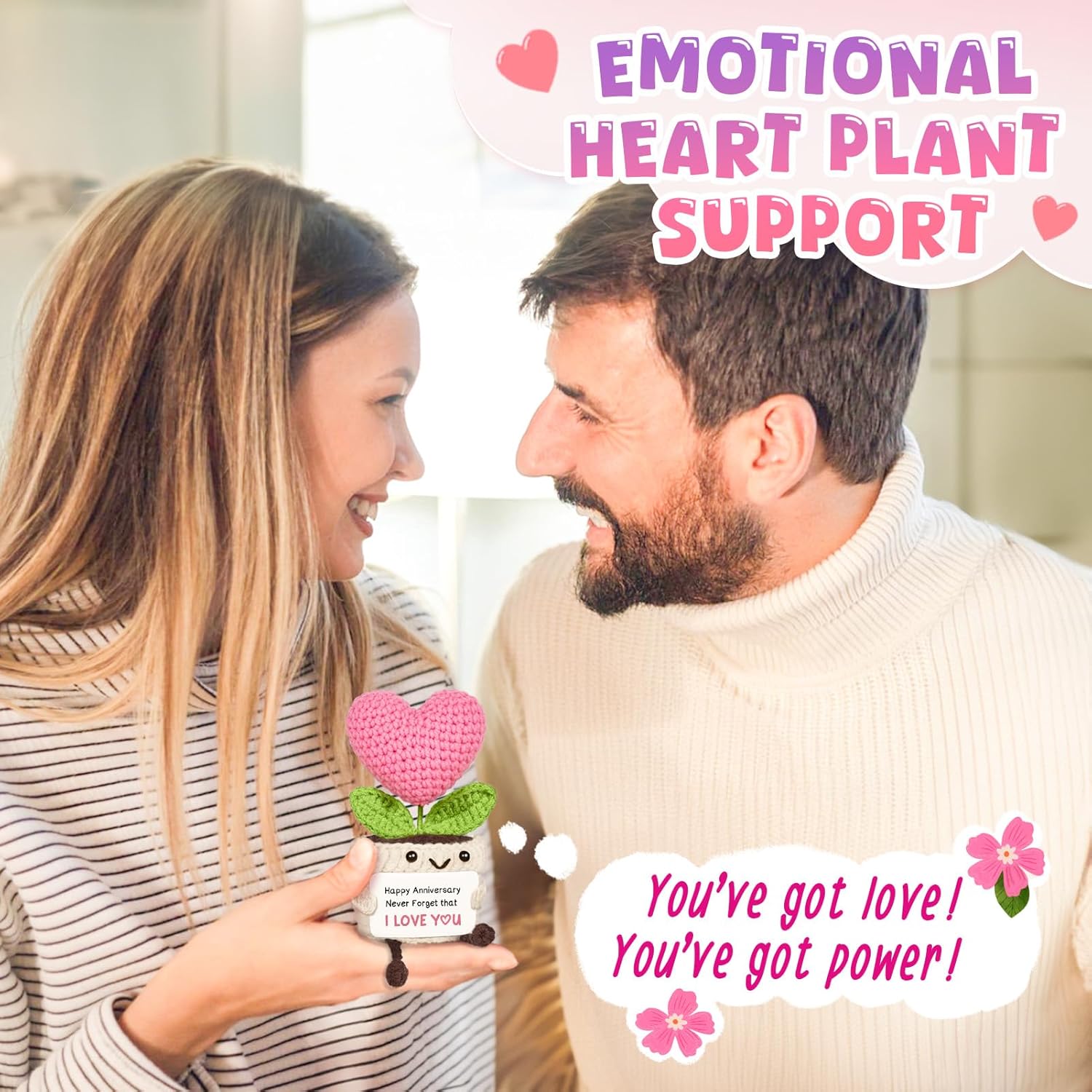 Giftasy Anniversary Romantic Gifts for Her – Handmade Heart-Shaped Crochet Flower, I Love You Gifts for Girlfriend Wife, Anniversary Wedding Present for Wife, Cute Decor Present for Her - Image 8