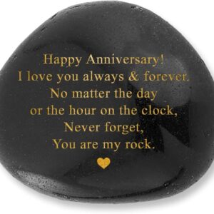 VELENTI Happy Anniversary Rock – Heartwarming You are My Rock for Him, for Her, Wedding for Couple, for Husband, Gold Engraving, 7 / 5 / 1.9