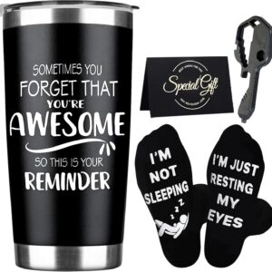 TBST Fathers Day Gift for Dad – Birthday Gifts for Men, Inspirational Gifts for Men Dad Father Husband Boyfriend – Valentines Present for Him, Greeting Card, Keychain, Socks – 20 Oz Tumbler