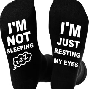 Niorasen Funny Socks for Men, Black Cotton Calf Socks – Valentine Christmas Birthday Fathers Gifts, Novelty Gifts Ideas for Dad Grandad Husband, Size 6-11