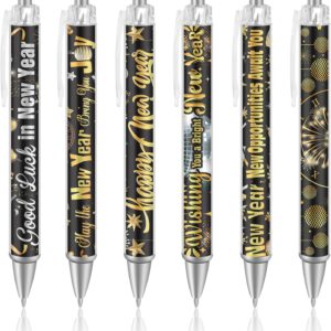 HOWAF 12pcs New Year Gifts Bulk Ball Point Pens, New Year Pens for Team Employee Coworker 2026 New Year Eve Party Favor, 2026 NYE Party Gifts Inspirational Pen, Black Ink