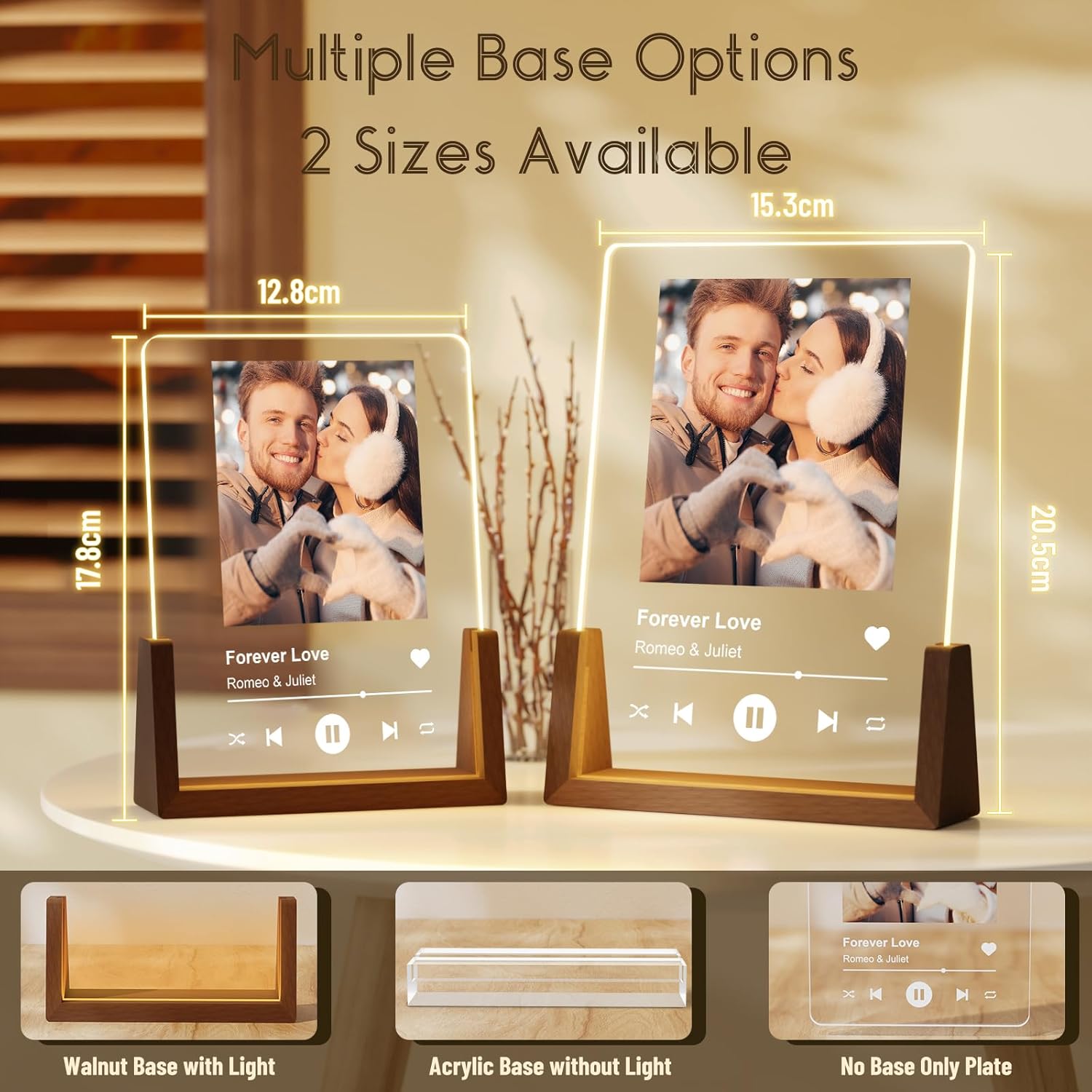 Personalised Spotify Photo Frame - Customised Acrylic Plaque Night Lights, Anniversary Birthday Gifts for Him, Valentines Gifts for Her Girlfriend Boyfriend Couples Husband Wife Women Men - Image 2