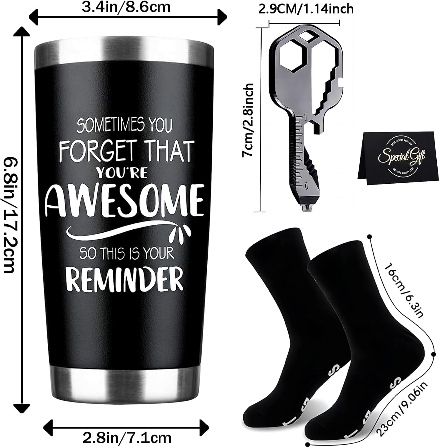 TBST Fathers Day Gift for Dad - Birthday Gifts for Men, Inspirational Gifts for Men Dad Father Husband Boyfriend - Valentines Present for Him, Greeting Card, Keychain, Socks - 20 Oz Tumbler - Image 4