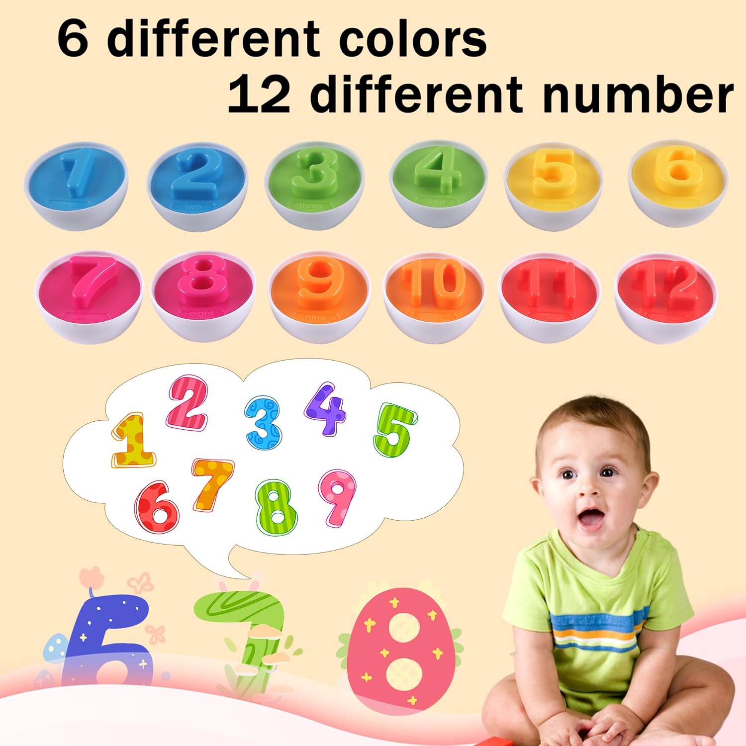 Rshuhx Easter Egg Toy Gifts for Kids Matching Eggs Sensory Colour & Number Easter Presents for Toddlers Recognition Sorting Toy Montessori Toys Educational Fine Motor Skill for 1 2 3 4 Years - Image 4