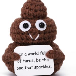 Mini Funny Gag Poop Knitted Figurines – Cute Crochet with Card, Unique Birthday Gift for Adults, Home & Party Decor