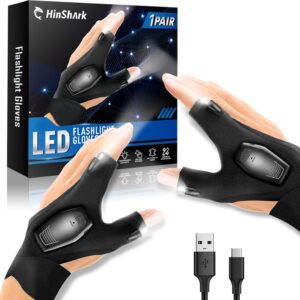 Hinshark Gifts for Men, LED Gloves with Lights for Fishing Gifts for Men, Valentines Gifts for Him, Birthday Gadgets Mens Gifts for Dad Men, Mens Valentines Gifts, Dad Gifts for Fathers Day