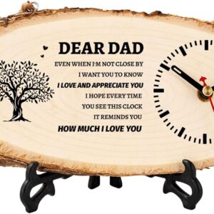 PRSTENLY Dad Gifts, Dad Birthday Gifts from Daughter Son, Best Dad Ever Wooden Clock Gifts for Men, Father’s Day Retirement Appreciation Thank You Dad Gifts Home Decor for Dad Christmas