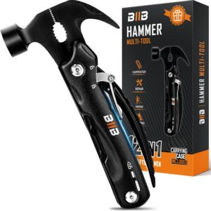 BIIB Valentines Gifts for Him, 12 in 1 Multi Tool Gadgets for Mens Gifts, Dad Gifts Hand Tools Camping Accessories, Mens Valentines Gifts for Men Who Have Everything, Stocking Fillers (Black)