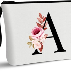A-Z Personalized Makeup Bag,Birthday Gifts for Women Mom,Gifts for Best Friend,Bride Bridesmaid Cosmetic Bag(A)