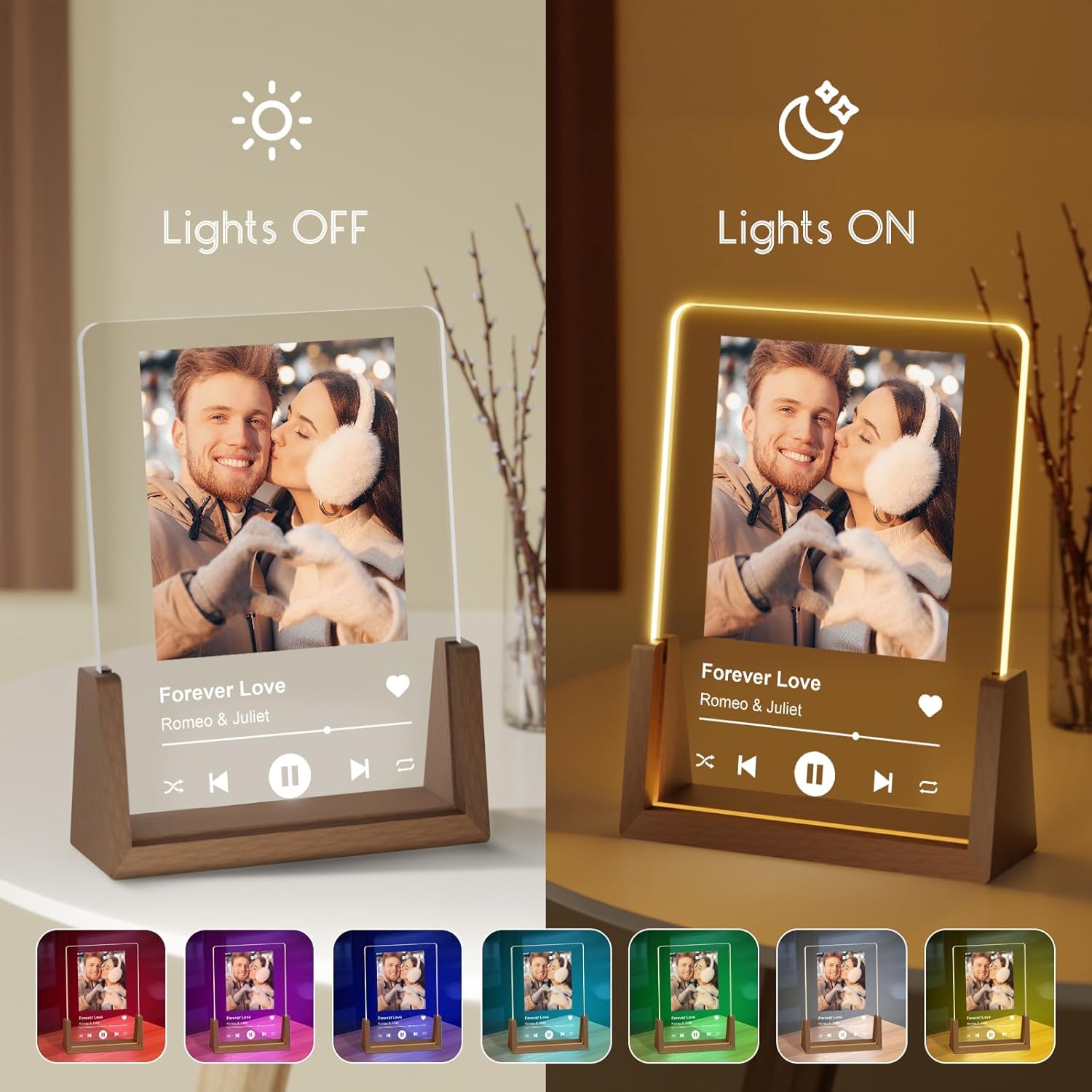 Personalised Spotify Photo Frame - Customised Acrylic Plaque Night Lights, Anniversary Birthday Gifts for Him, Valentines Gifts for Her Girlfriend Boyfriend Couples Husband Wife Women Men - Image 5