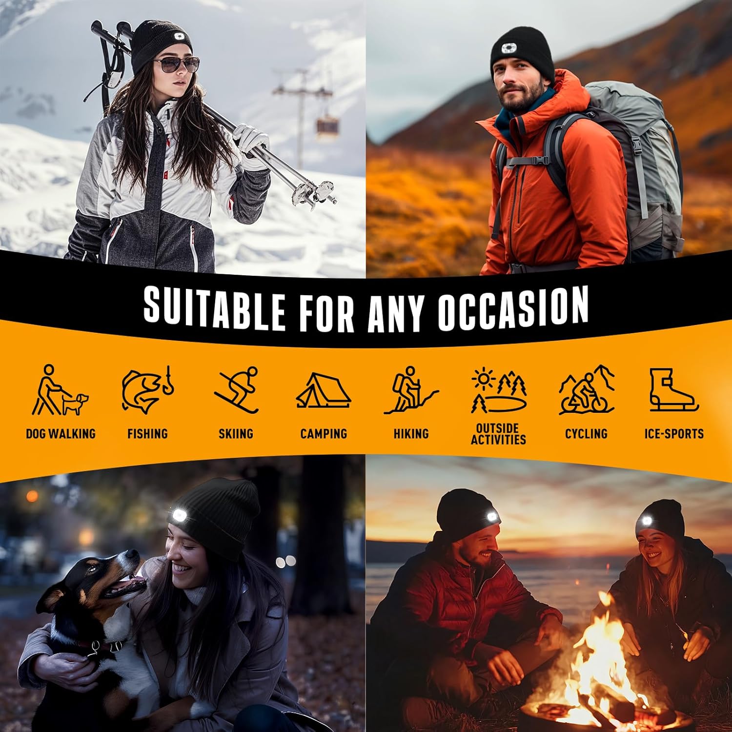 KEZKALS Gifts for Men Women, Valentines Gifts for him/her, USB Rechargeable Beanie Hat with LED Light, Birthday Dad Gifts for Men Who Have Everything, Mens Valentines Gifts, Father's Day Gifts - Image 7