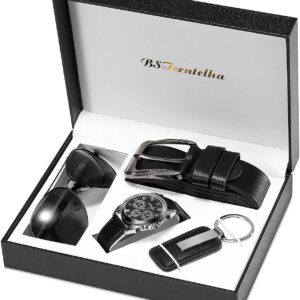 BSTcentelha Men Gift Set Wrist Watch Belt Keychain Sunglasses Mens Gift Father’s Day Valentine’s Day Gift Wedding Christmas Boyfriend Gift Set