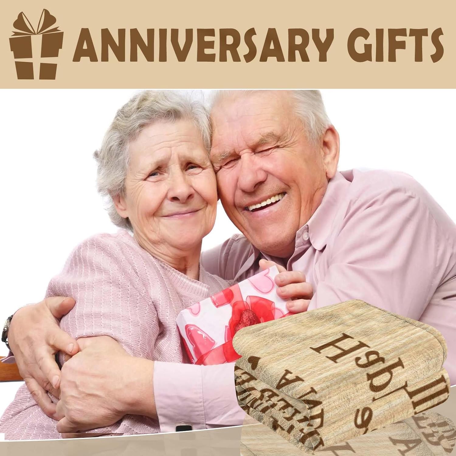 Anniversary Blanket Gifts for Him Her Couple, Wedding Anniversary Throw Gifts for Parents, Happy Anniversary for Wife Husband, Romantic I Love You Gifts, Golden Idea for Women Men, Blanket 150x130CM - Image 5