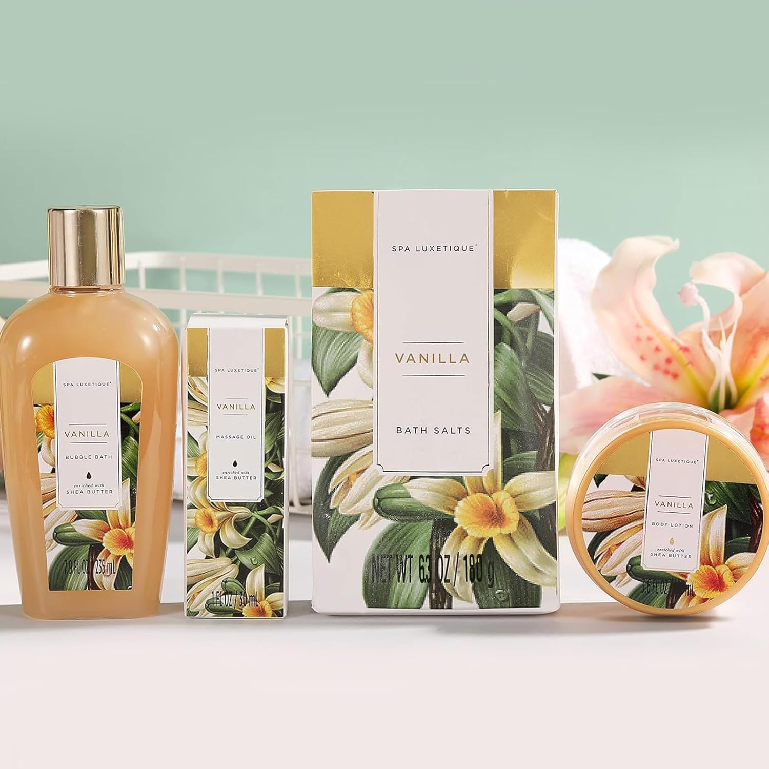Spa Luxetique Bath Sets for Women Gift, 15pcs Vanilla Spa Gift Sets with Bubble Bath, Body Scrub, Pamper Gifts for Women, Mothers Day Gift for Mum, Birthday Gift Sets, Valentines Gifts for Her - Image 3