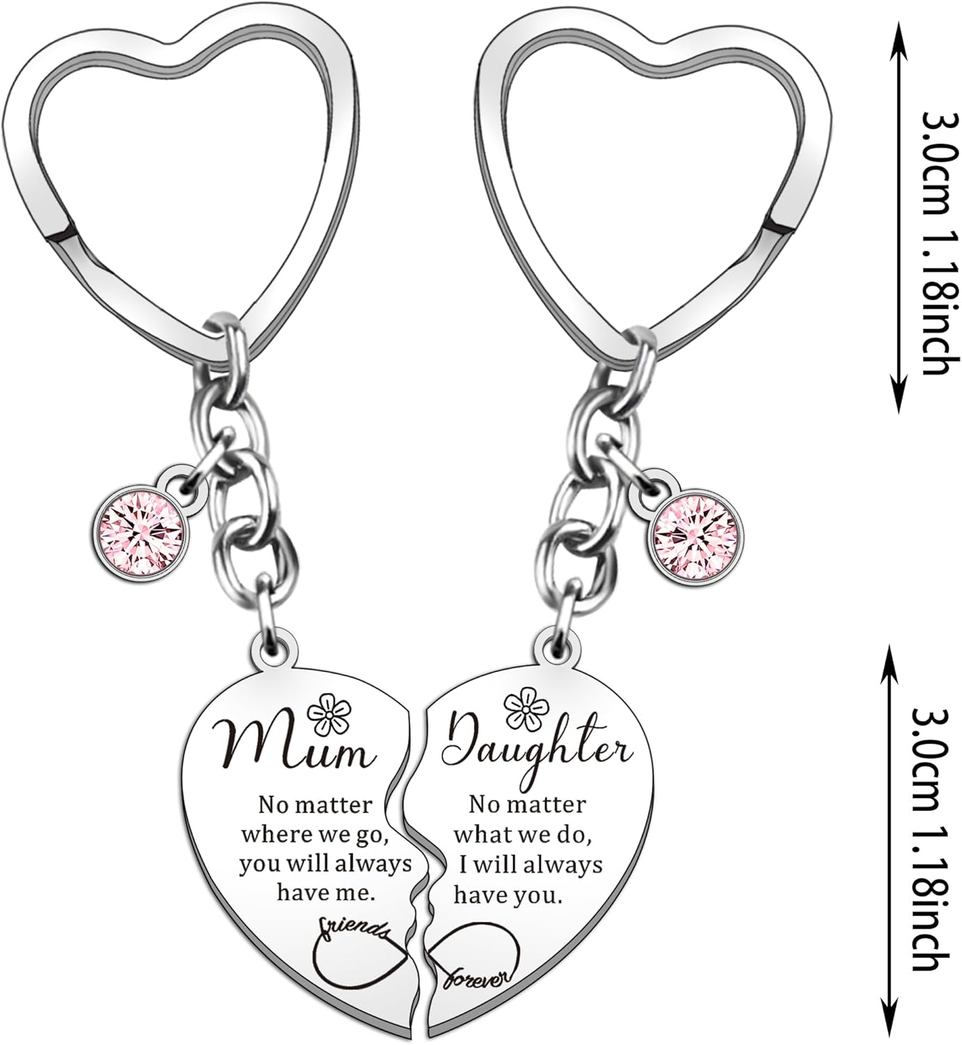 2 Pcs Mother Daughter Heart Matching Keyring Keychain Set Gifts For Mum Mothers Day Birthday Christmas Presents From Daughter - Image 2