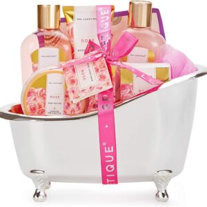 Spa Luxetique Spa Gift Set, Pamper Gifts for Women, 8pcs Rose Bath Gift Sets with Body Lotion, Body Butter, Bath Bombs, Bath Gift Sets for Women, Personalised Valentines Gifts, Birthday Gifts for Her