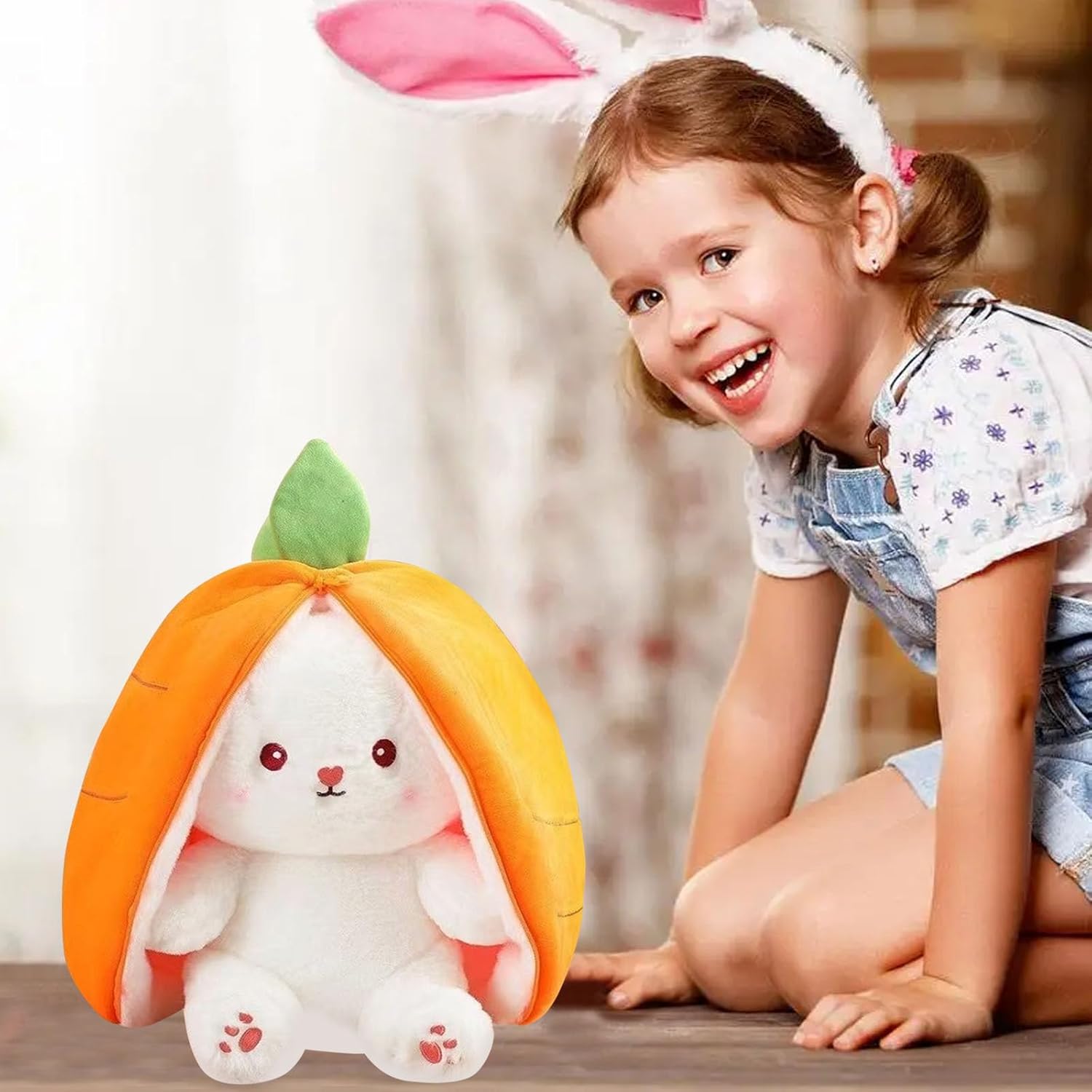 MUNSKT 2024 New Rabbit Muppet Toys,Soft Plush Toy 25cm Carrot Strawberry Plushies Doll with Zipper Decoration for Birthday Easter Valentines,Rabbit Plush for Girls Boys Children's Day Gifts (Yellow) - Image 5