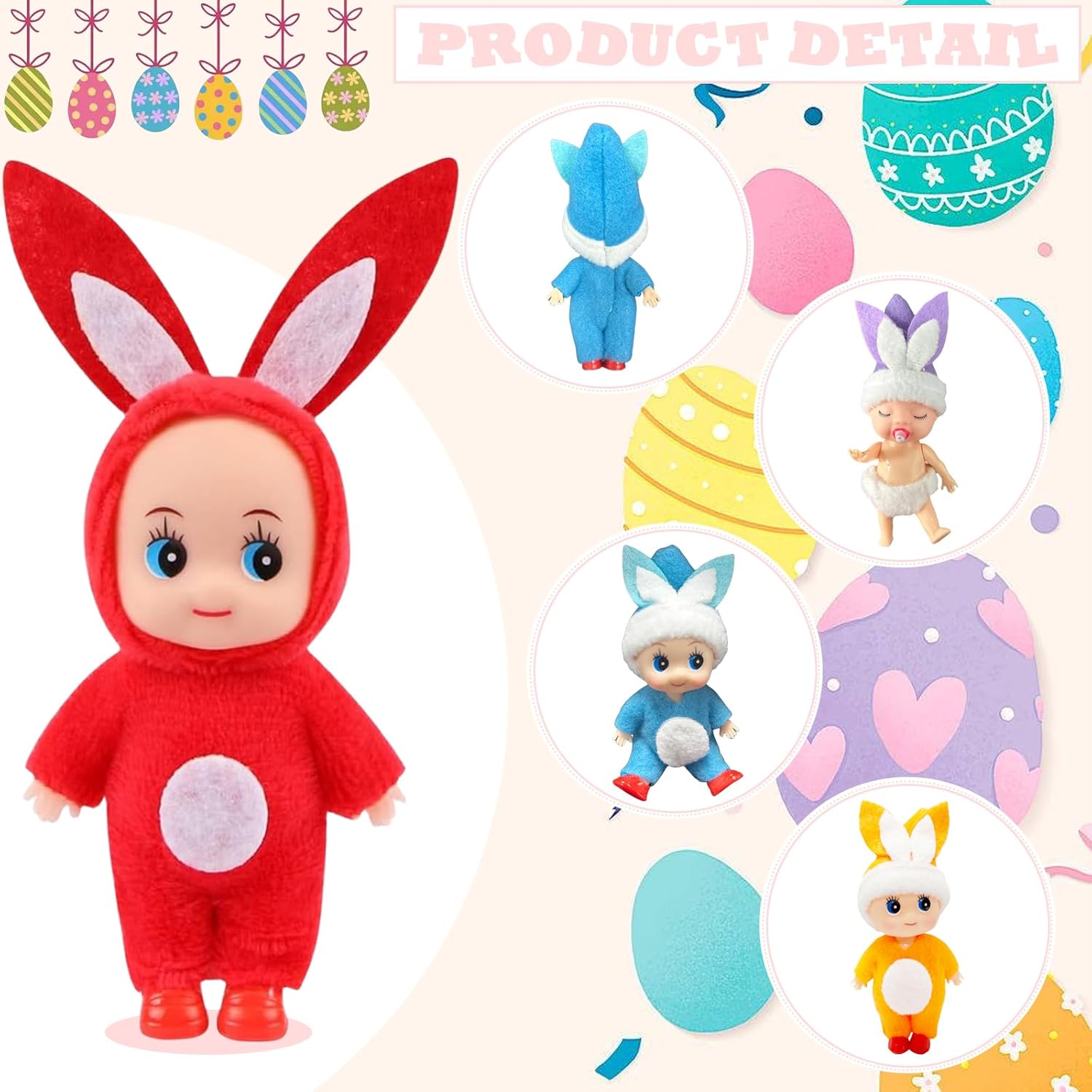 Easter Mini Bunny Rabbit Dolls for Girls & Boys, 2 Pcs Naughty Elf Accessories, Novelty Toys for Kids Easter Gifts & Stocking Stuffers - Image 3