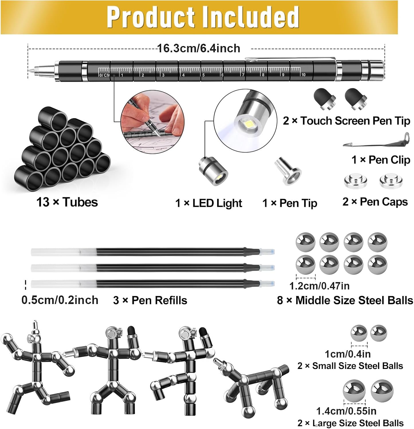 Hinshark Gifts for Men Women, Magnetic Fidget Pen Toys for Adults, Gadgets Dad Birthday Easter Valentines Gifts for Him/Her/Adults/Men/Women/Boyfriends/Girlfriend/Teenage/Teens/Kids - Image 2