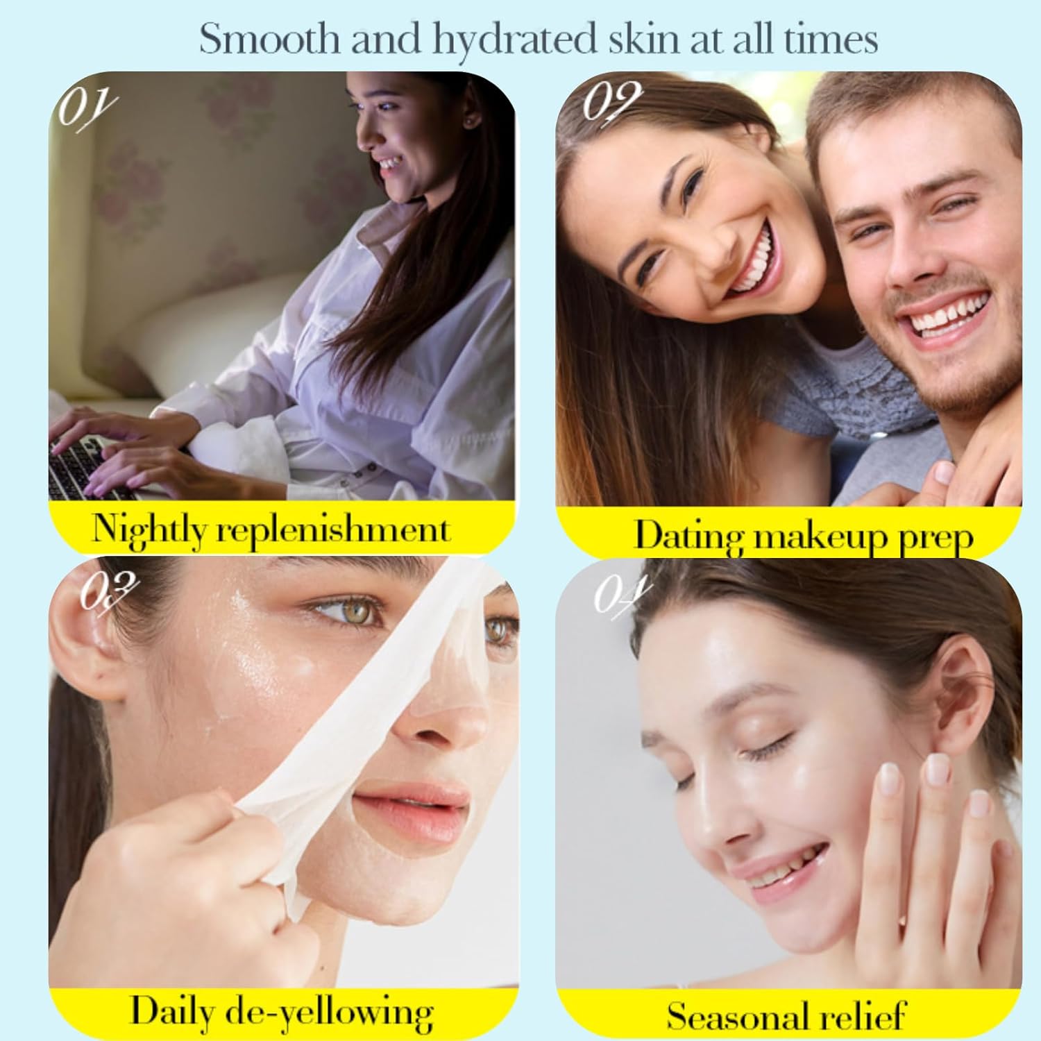 6-Piece Korean Face Mask-Sheet Masks –Brightening Vitamin C,Niacinamide, Hydrating Hyaluronic Acid for All Skin Types -Self Care Gift Set for Women & Teens-Skincare Sets & Self Care Essentials - Image 7