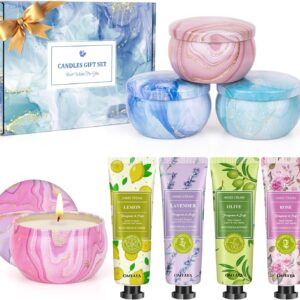 Candles Gifts for Women – Scented Candles Set & Hand Cream Lotion Set (8 Pack), Ideal For Birthday, Teacher Appreciation, Christmas Gifts Stocking Stuffers for Women, Friends, Coworker