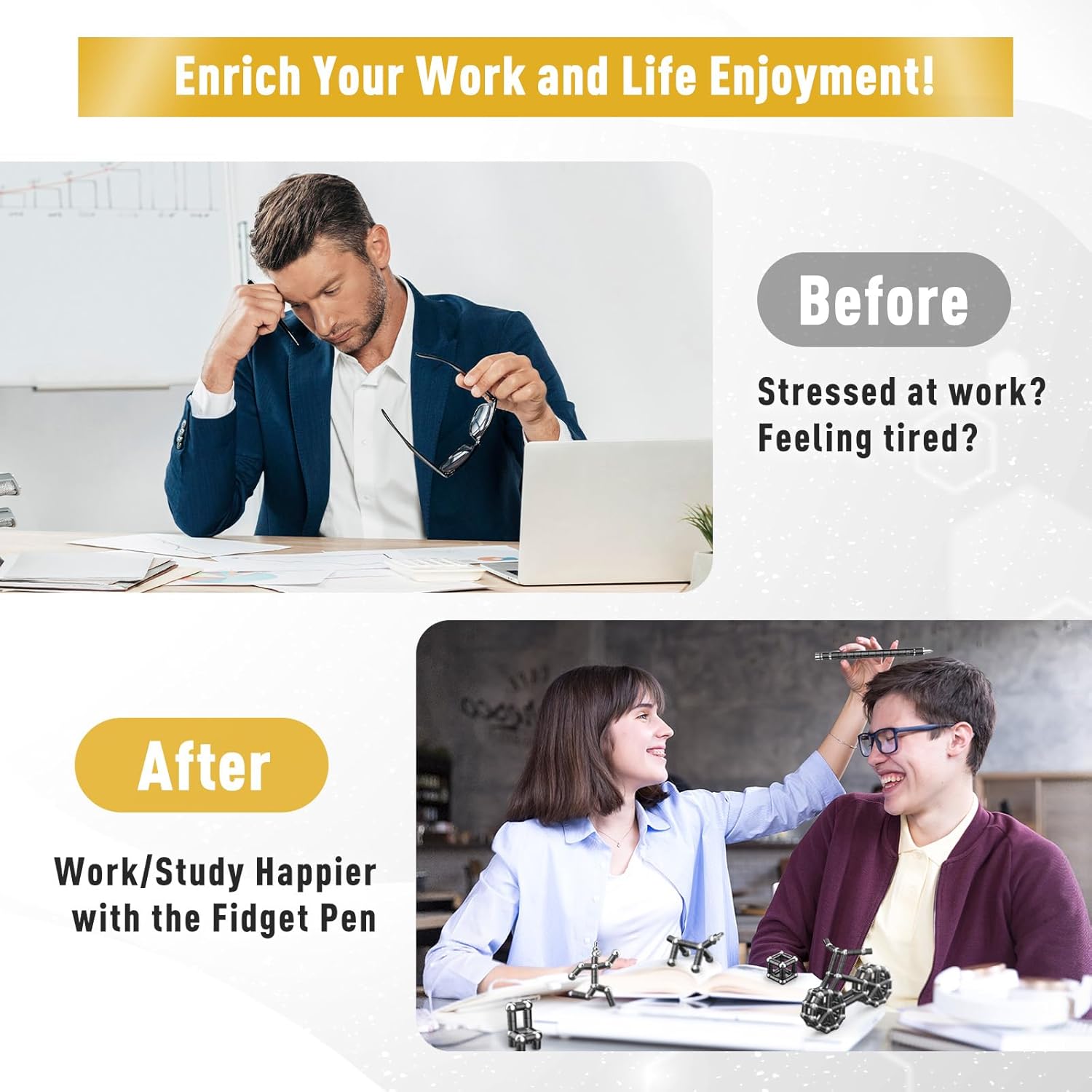 Hinshark Gifts for Men Women, Magnetic Fidget Pen Toys for Adults, Gadgets Dad Birthday Easter Valentines Gifts for Him/Her/Adults/Men/Women/Boyfriends/Girlfriend/Teenage/Teens/Kids - Image 7