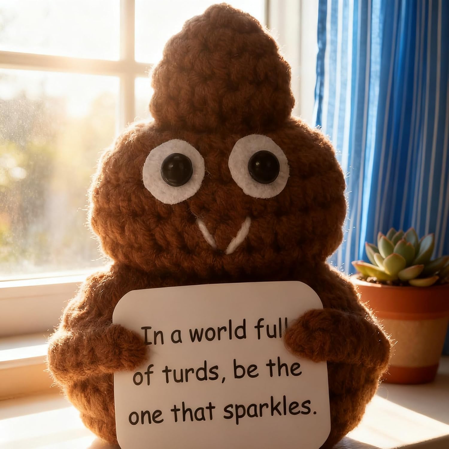 Mini Funny Gag Poop Knitted Figurines - Cute Crochet with Card, Unique Birthday Gift for Adults, Home & Party Decor - Image 5