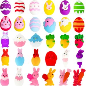 30Pack Mochi Squishy Toys for Easter Party Bag Fillers,Mini Mochi Squishies Soft Moochies Squeeze Easter Fidget Toys,Small Bunny Eggs Kawaii Stress Relief Tiny Toys for Kids Boys Girls Easter Gifts