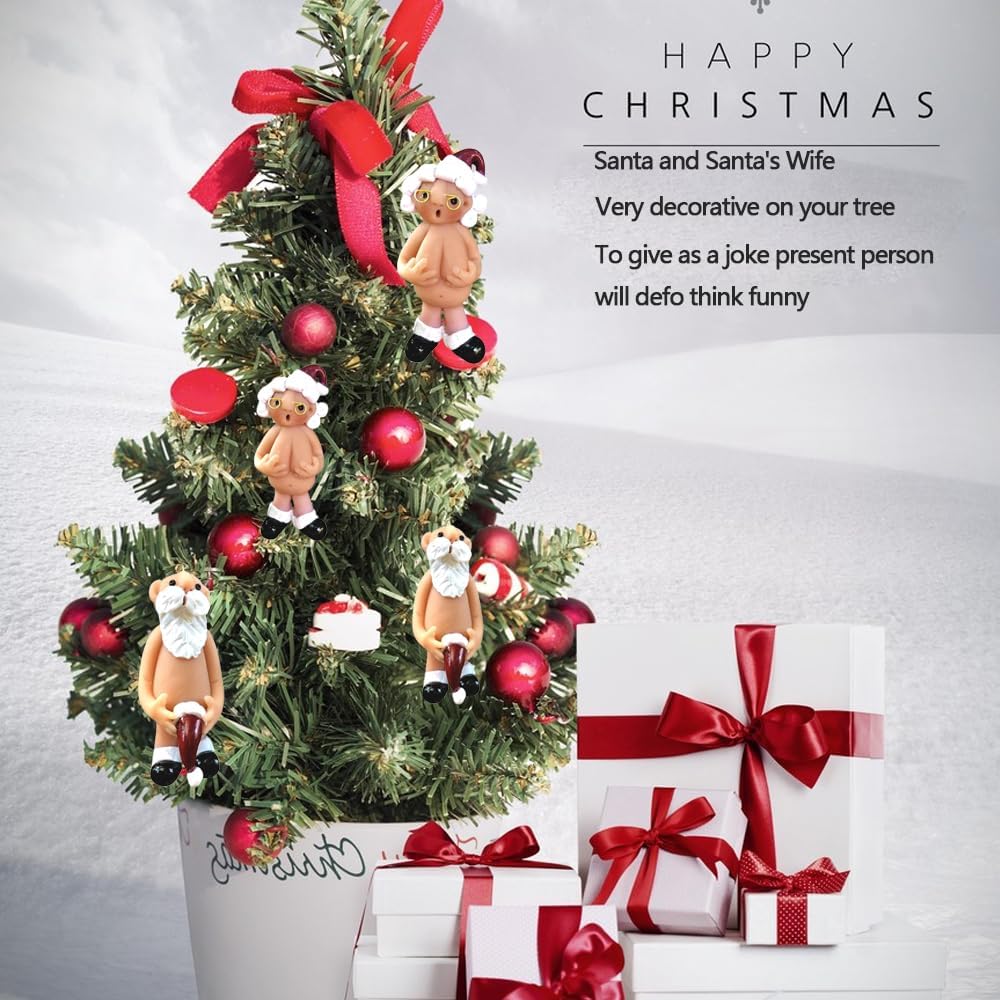 YOOYEH Christmas Naughty Santa Christmas Ornament Decorations 5CM Stocking Cap Santa Ornament Naked Santa Decorative Xmas Decor Ornaments Party Gifts (Small) - Image 4