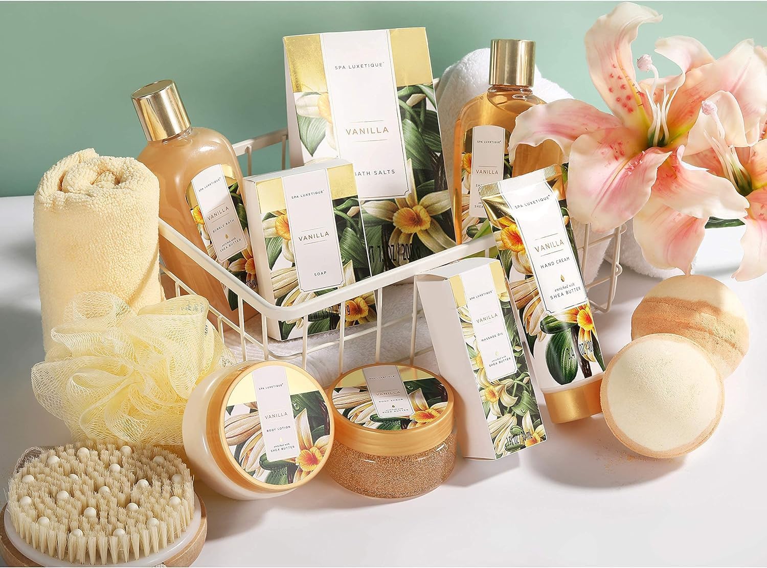 Spa Luxetique Bath Sets for Women Gift, 15pcs Vanilla Spa Gift Sets with Bubble Bath, Body Scrub, Pamper Gifts for Women, Mothers Day Gift for Mum, Birthday Gift Sets, Valentines Gifts for Her - Image 6