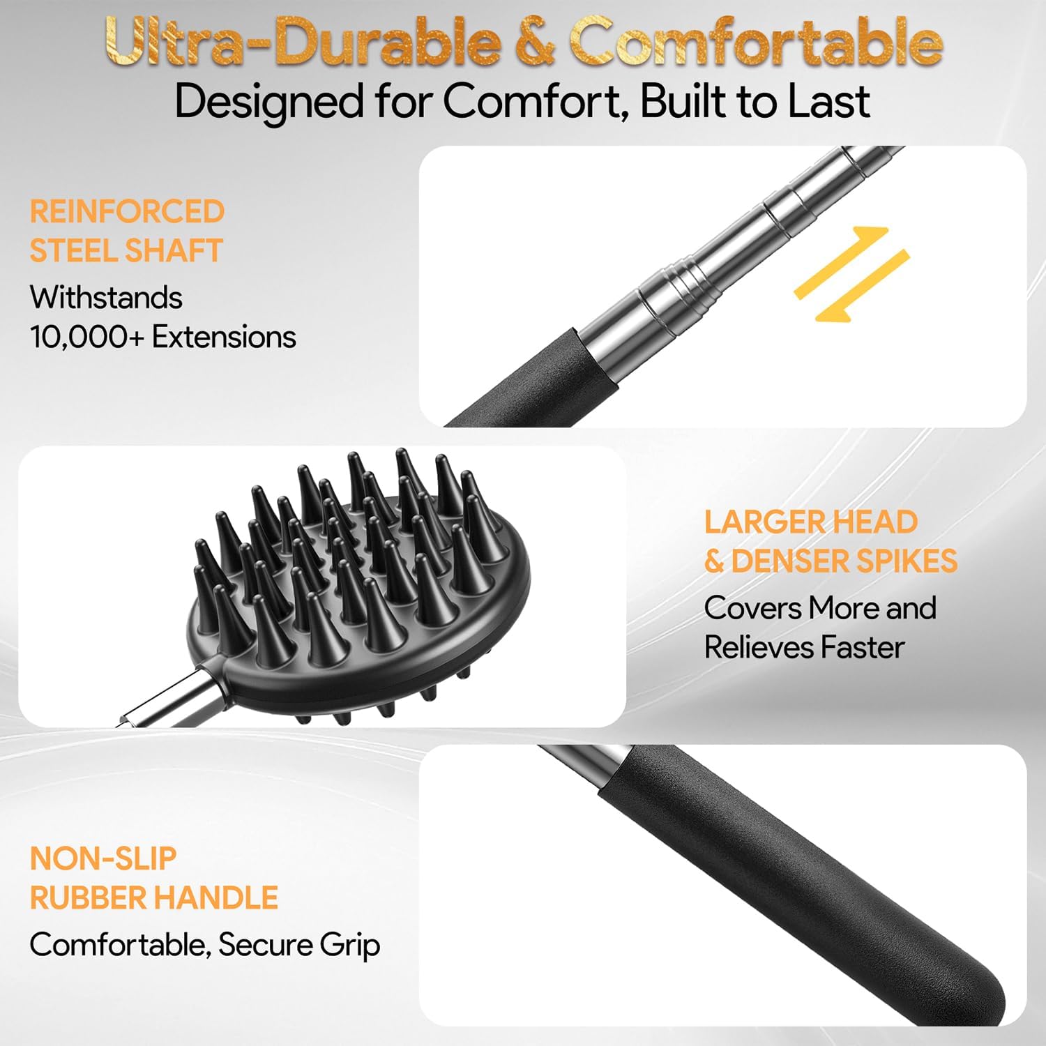 Telescoping Back Scratcher with 5Pcs Detachable Scratching Heads, Birthday Valentines Gifts for Him Men Dad Back Scratcher for Men/Women - Image 4