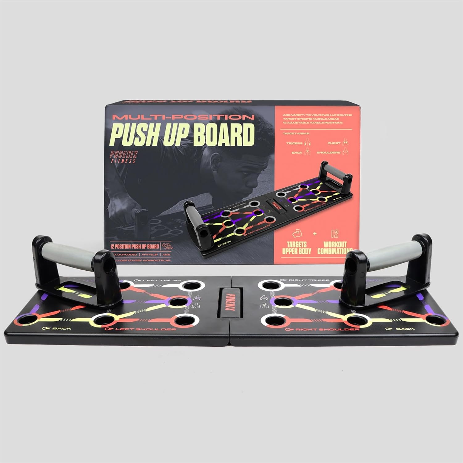 Phoenix Fitness Foldable Push Up Board - 12-in-1 Press Up Board with Handles & Workout Plan - Exercise Stand for Upper Body Workout for Men and Women - Strength Training Equipment for Home Gym - Image 6