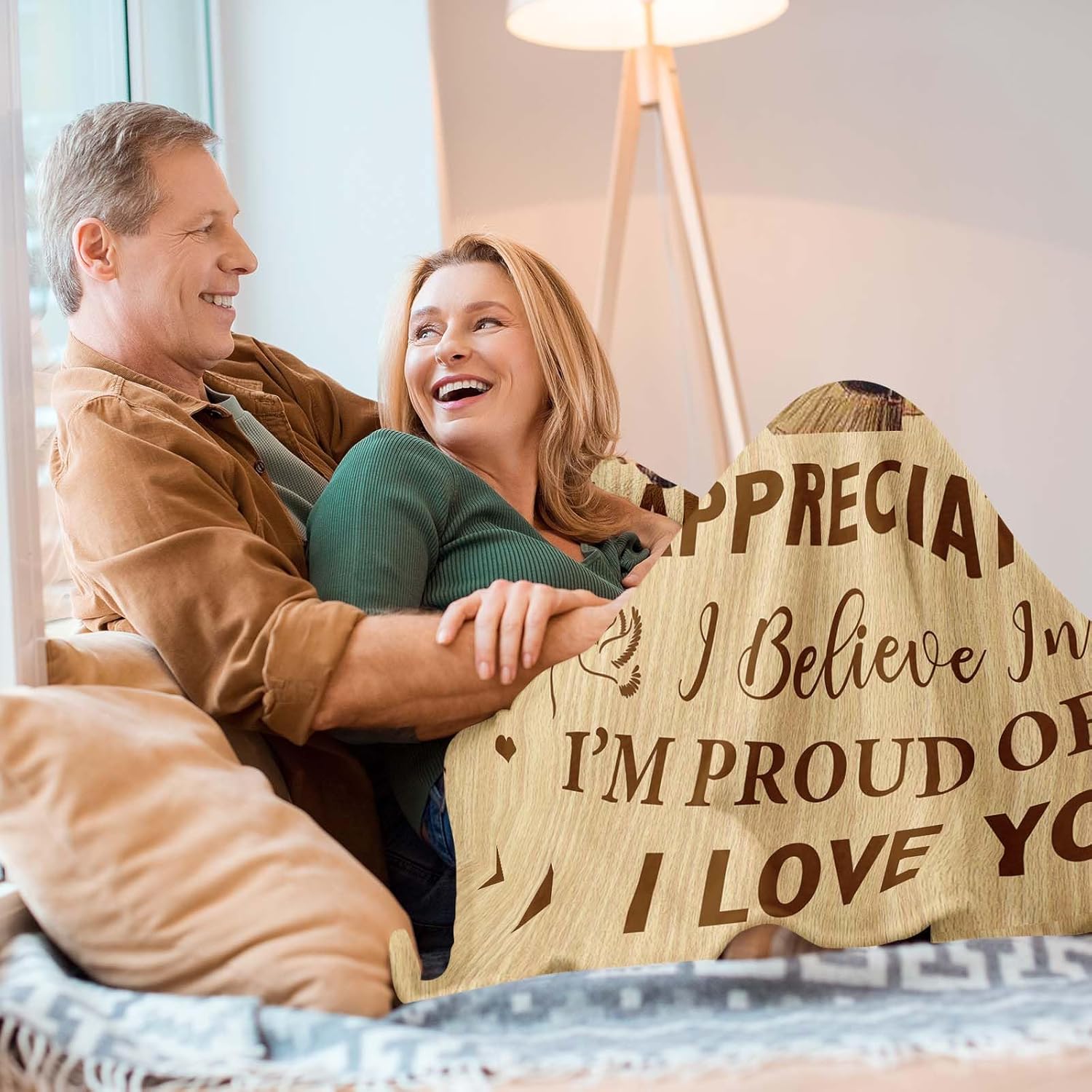 Anniversary Blanket Gifts for Him Her Couple, Wedding Anniversary Throw Gifts for Parents, Happy Anniversary for Wife Husband, Romantic I Love You Gifts, Golden Idea for Women Men, Blanket 150x130CM - Image 2
