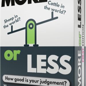 More or Less First Edition Card Game – How Good Is Your Judgement? 2 Players + | Secret Santa or Stocking Filler for Him or Her | For Kids, Teens & Adults | Play Anywhere | Age 12+